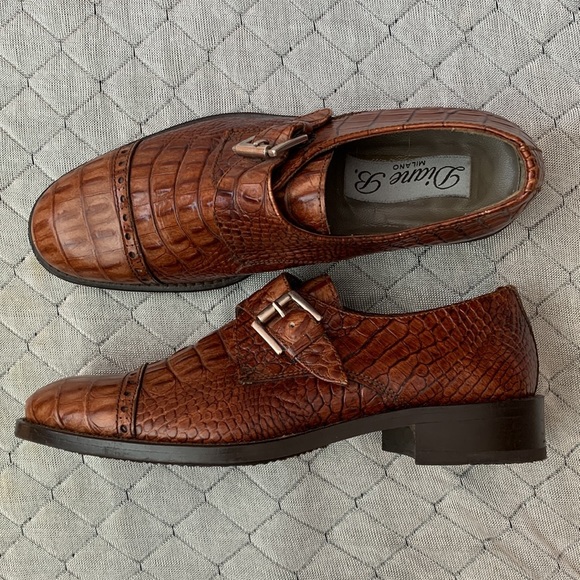 Croco 🐊 Leather Monk Strap Loafers - Picture 6 of 14